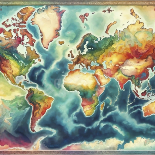 Akvarell világtérkép